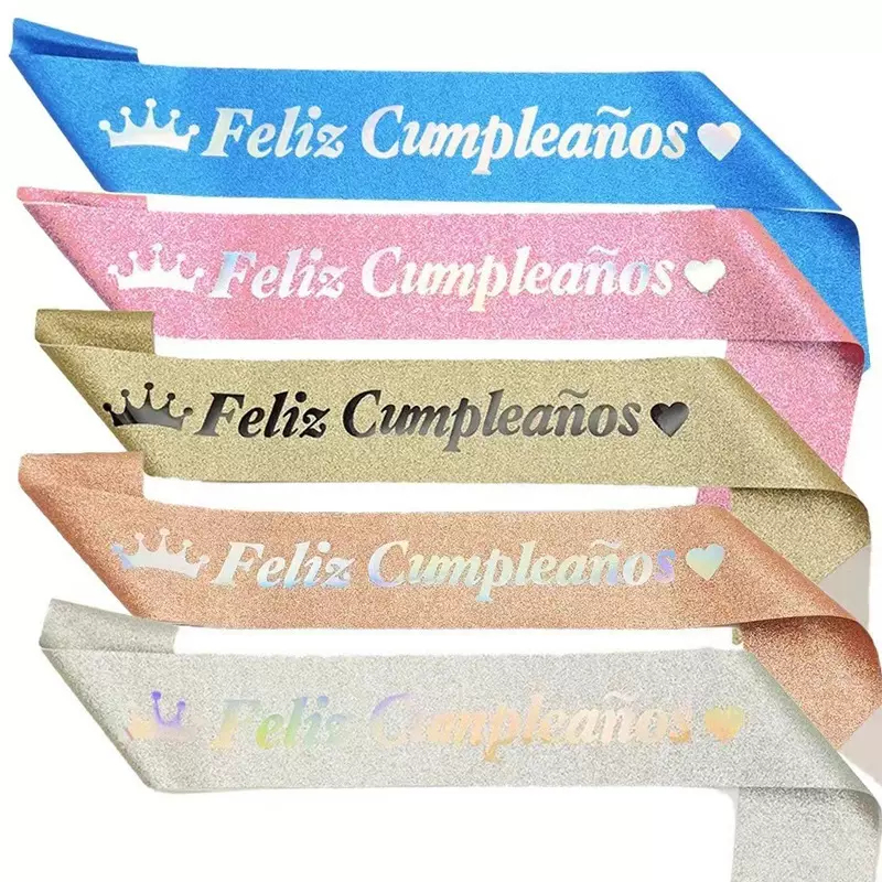 西语生日肩带礼仪带绶带FELIZCUMPLEANOS西班牙语礼仪带欧美跨境