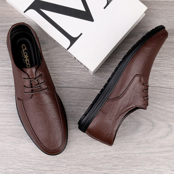 Cowhide casual leather shoes men's soft bottom breathable handmade lightweight men's shoes lace-up Tods men's loafers men's loafers