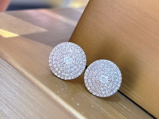 Platinum High-End Jewelry Pt Platinum Thick Gold Full Diamond Inlaid Earrings Jewelry Douyin Wholesale Dropshipping