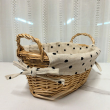 波点柳编高颜值双耳发玄关收纳可爱2小筐日系针线收纳小个