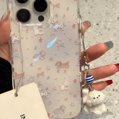 小紅の本の爆発の韓系の紫色のぼかしの子犬はiphone16 promaxの携帯電話の箱のリンゴの14女の13を適用します。