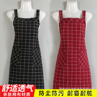 Apron women's summer fashion Korean style kitchen household pure cotton overcoat work clothes oil-proof breathable work cooking