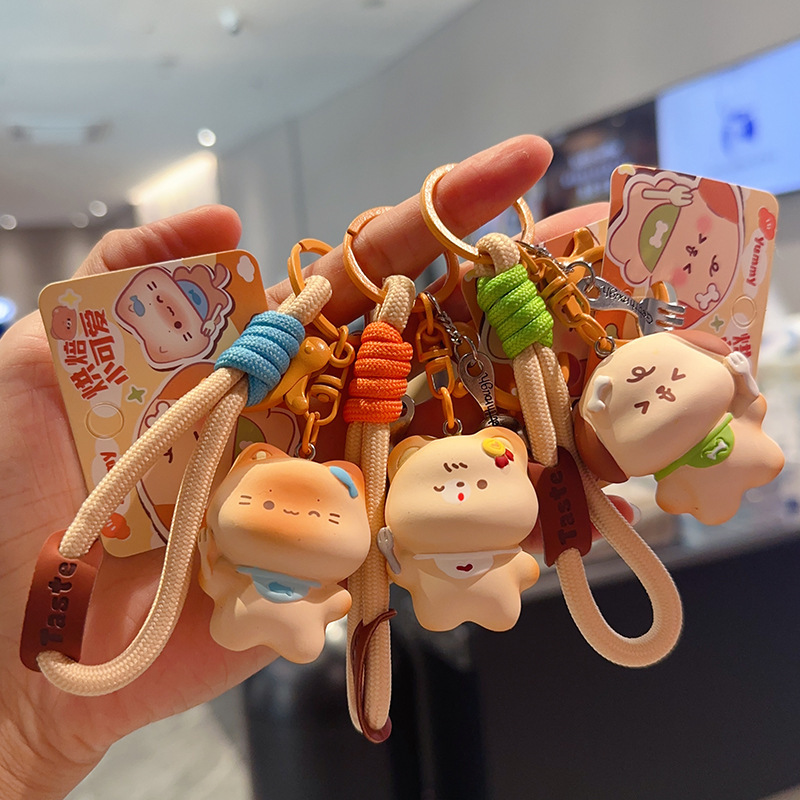 New Baking House Cute Hi-Pi Resin Doll Keychain Female Cartoon School Bag Exquisite Pendant Car Pendant