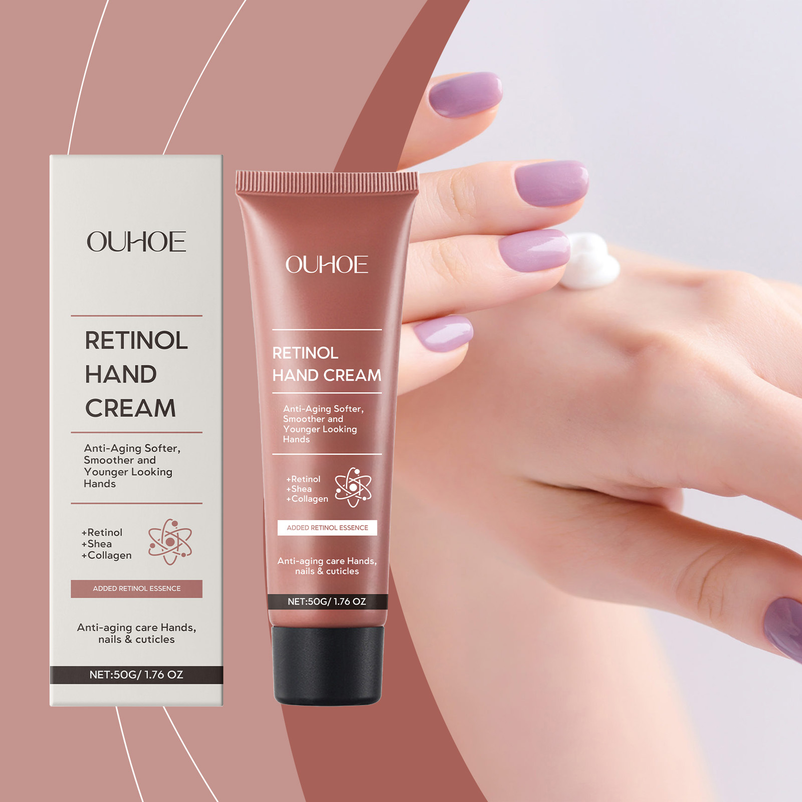 Ouhoe Retinol Moisturizing Hand Cream Shea Butter Moisturizing Care for Hands, Improves Fine Lines, Improves Dryness, and Nourishes