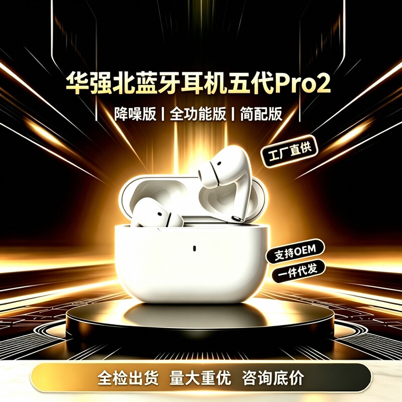 Five Generations of Pro2 Ultra-Long Battery Life Noise-Canceling AirPods Apple 2026 New Huaqiangbei Headphones Wireless Bluetooth