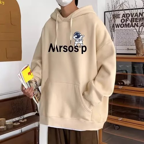 Hong Kong style loose trendy brand large size plus velvet American sweatshirt men's autumn and winter tops couple wear hoodie men's jacket