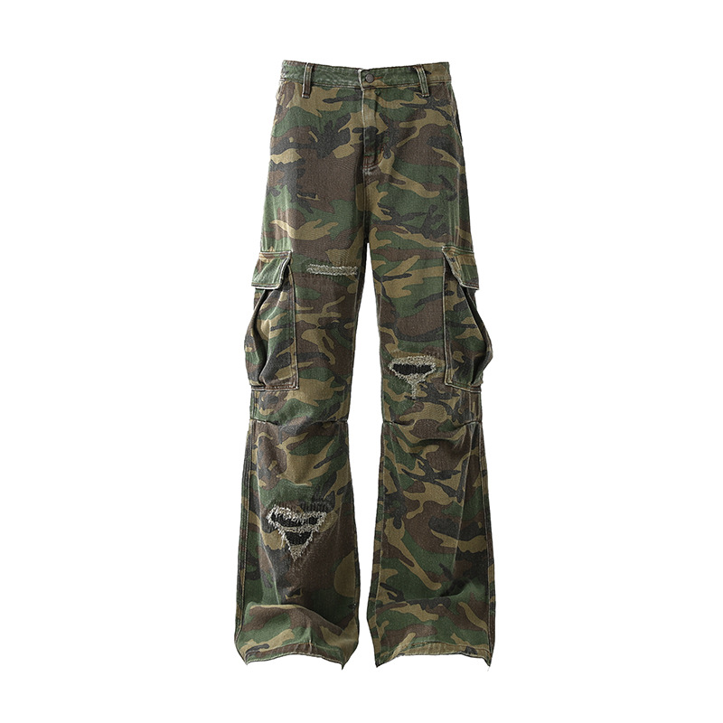 Other Pants Distressed Cargo Camo