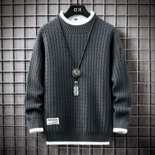 秋冬季毛衣男士韩版潮流纯色毛线衣服宽松秋冬圆领外套针织衫男无