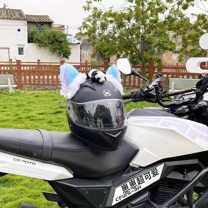 Motorcycle Helmet Decoration Thick Plush Cat Ear Accessories Detachable