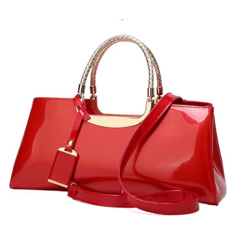 Bolsos de Mujer de Venta Caliente Transfronterizos 2025, Bolsos de Mano de Cuero Patentado Brillante de Moda Europea y Americana, Bolsos de Novia para Boda, Bolsos de Noche, Venta al por Mayor en Guangzhou