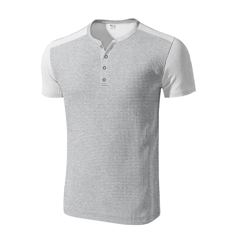 T-shirt henley uomo oversized a blocchi di colore waffle_voghion.com