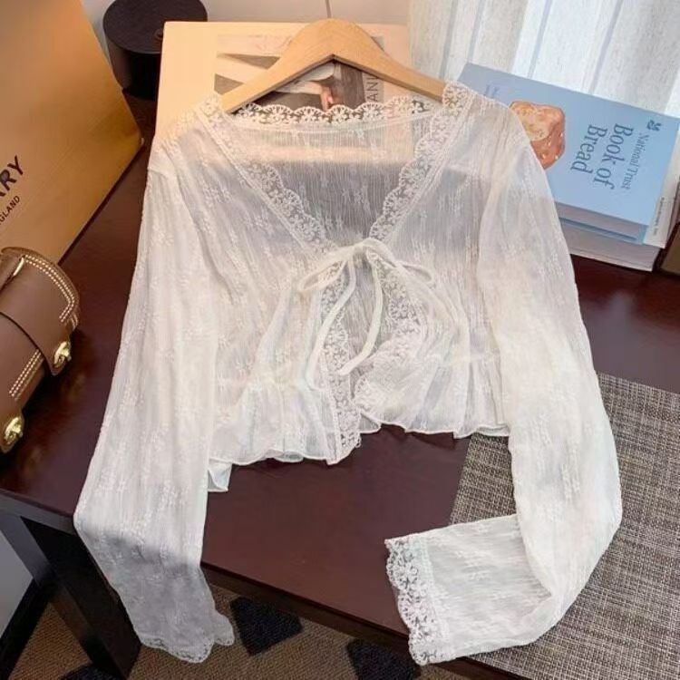 2026 New Fashion Youthful Sweet Lace-Up Cardigan for Women, Summer Style with Slip Dress, Elegant Small Shawl Cover-Up 2026 New Fashion Youthful Sweet Lace-Up Cardigan for Women, Summer Style with Slip Dress, Elegant Small Shawl Cover-Up