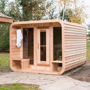 Traditional Design Made of Canadian Red Cedar/Ironwood Fir for 2-6 People, Garden Sauna Steam Room