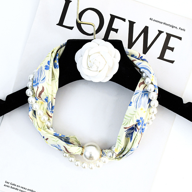 Nueva versión coreana de nicho de alto nivel de perlas hebilla de succión collar de perlas bufandas de seda versátil bufandas de seda