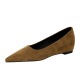 9121 French style pointed single shoes for women, flat bottom, shallow mouth, suede, increased height, casual, simple commuting, work, floating shoes