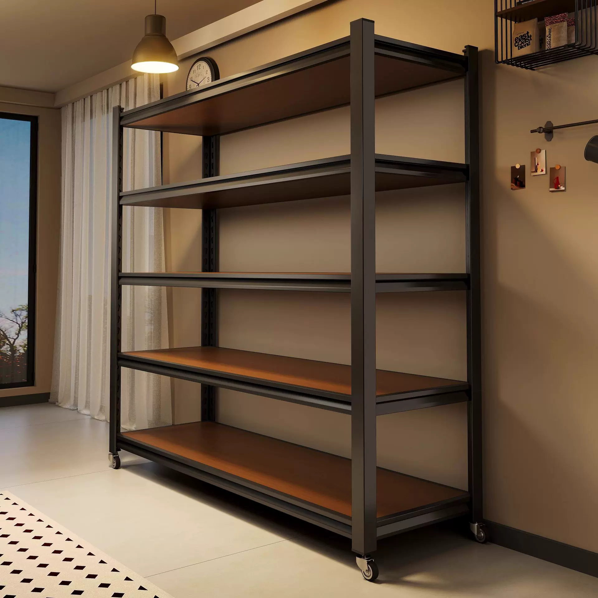 钢骨家用货架多层置物架落地阳台客厅收纳展示超市杂物间储物柜子