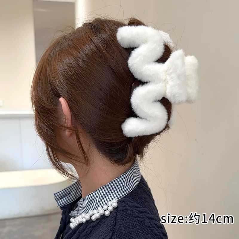 可爱毛绒小熊发量多抓夹女韩版百搭大号鲨鱼夹后脑勺盘发发夹头饰|undefined