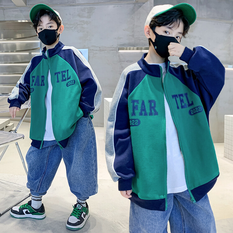 (2개) 어린이 의류 소년 가을 코트 봄 및 가을 중 큰 어린이 2022 년 새로운 유행 소년 초가을 RUSK 옷 조식