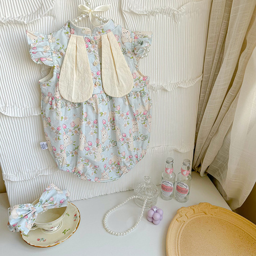 Baby clothes, summer clothes, thin newborn baby clothes, baby girl jumpsuit, princess full moon 100-day cheongsam and harem suit