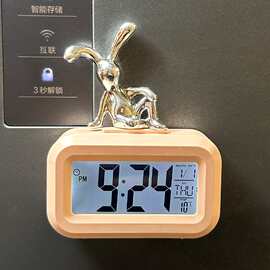 创意简约现代学生卧室床头小闹钟厨房冰箱磁吸电子时钟温度计时器