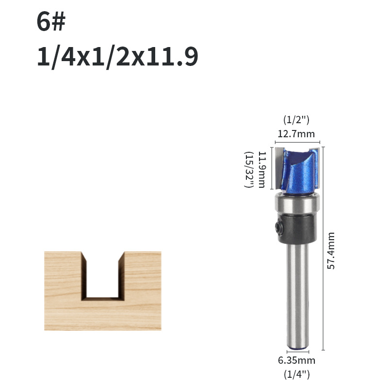 Rodamiento cuchillo recto 6-mango conjunto de cuatro piezas de doble hoja ranurada mango con cojinete cuchillo recto máquina de corte cabeza de corte carpintería fresadora