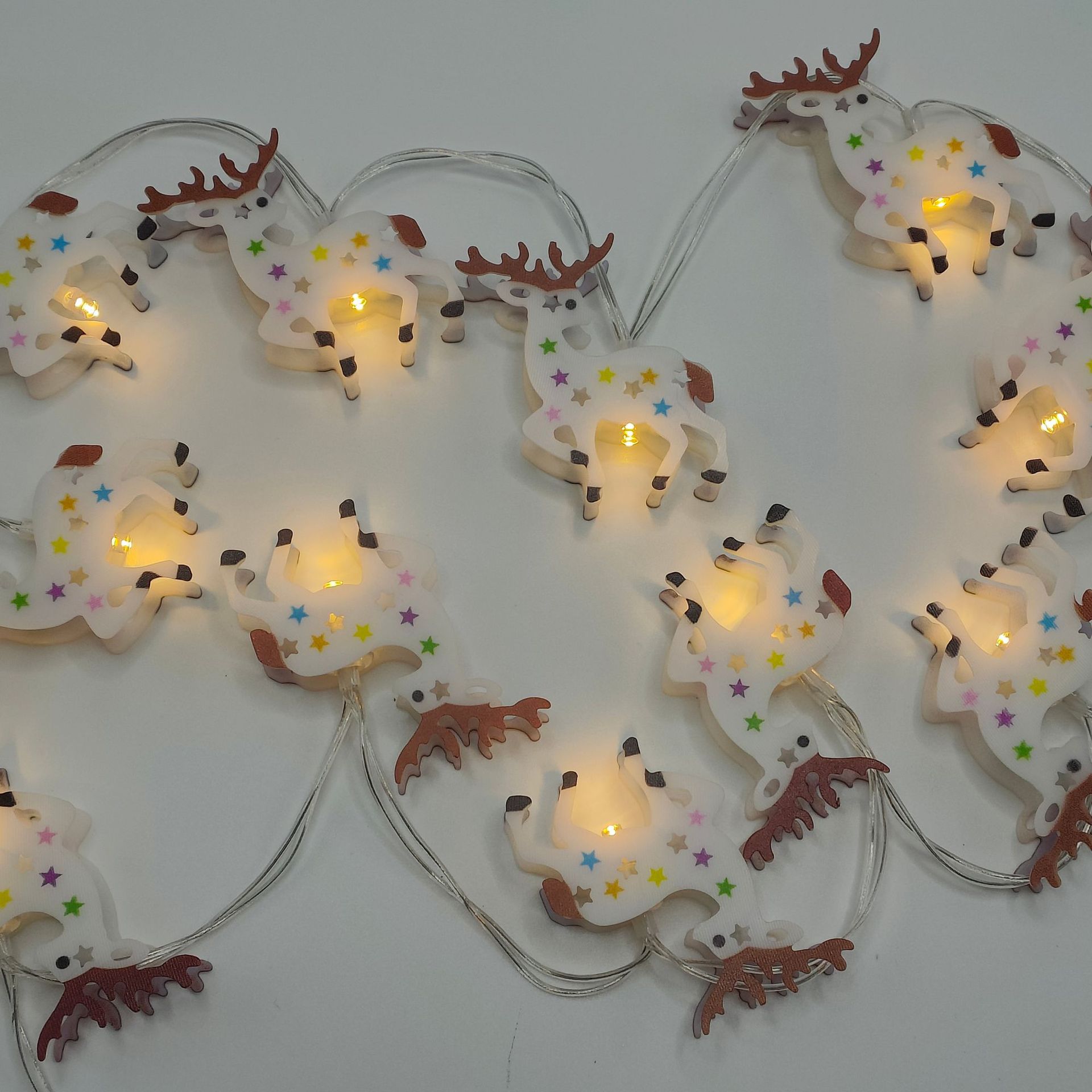 Decoración de Navidad lámparas LED de colores cadena creativa de doble cara muñeco de nieve árbol de Navidad escena de diseño colgante pequeño colgante