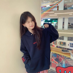 美式纽扣刺绣连帽卫衣男女春秋2025新款爆款情侣国潮帽衫外套上衣