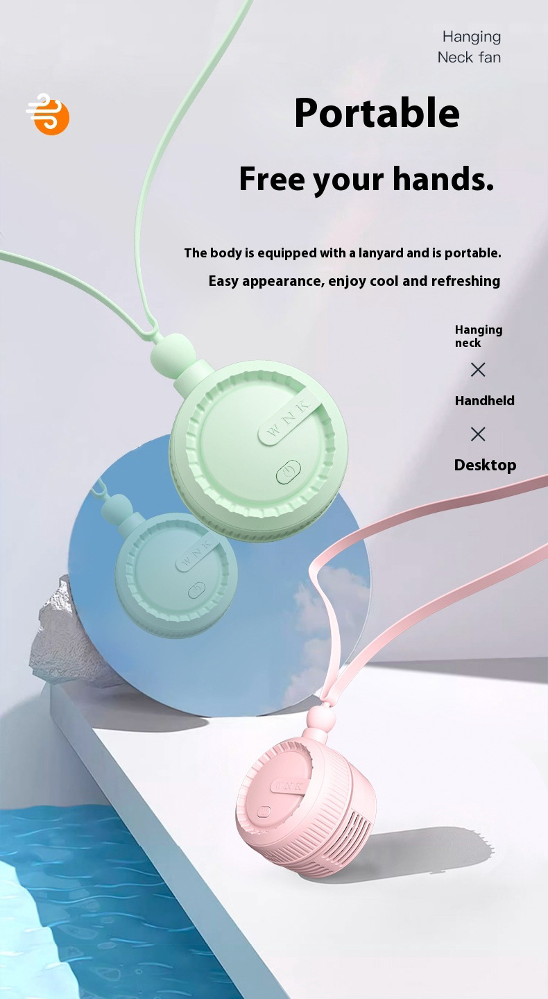 Portable Neck Fan Bladeless Usb Rechargeable Silent Cooling Fan_voghion.com