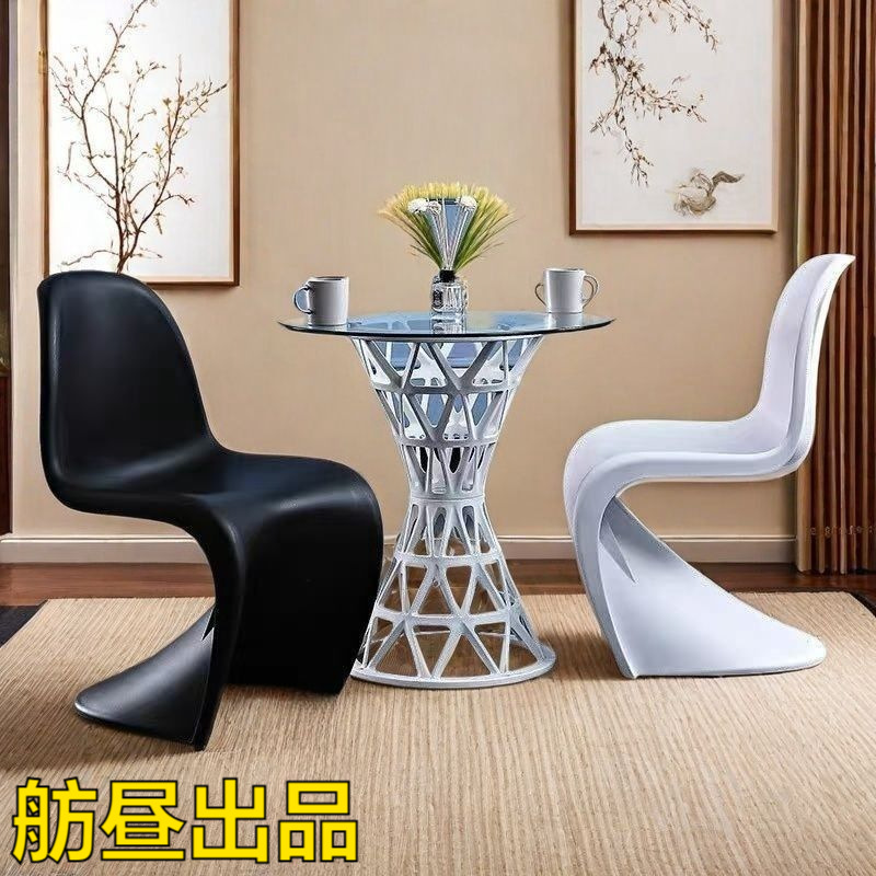 Nordic-Style Modern Plastic Dining Chair, Trendy Internet-Famous Backrest Chair, Durable Makeup Stool Chair