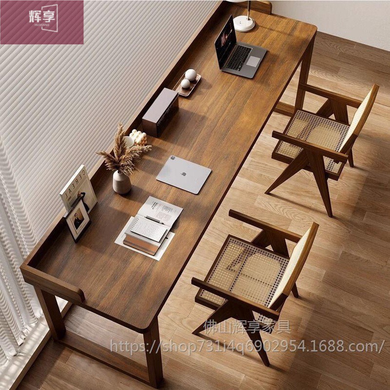 Long Table Simple Solid Wood Desk Wall Desk Solid Wood Desk Double Rectangular Desk Retro Study Table