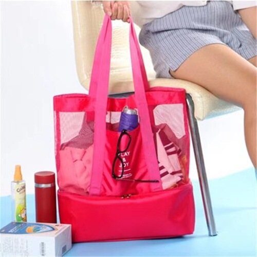 Source Supply Handheld Shoulder Bag Double-layer Picnic Bag Ice Bag Unisex Sports Grid Travel Outdoor Storage Bag