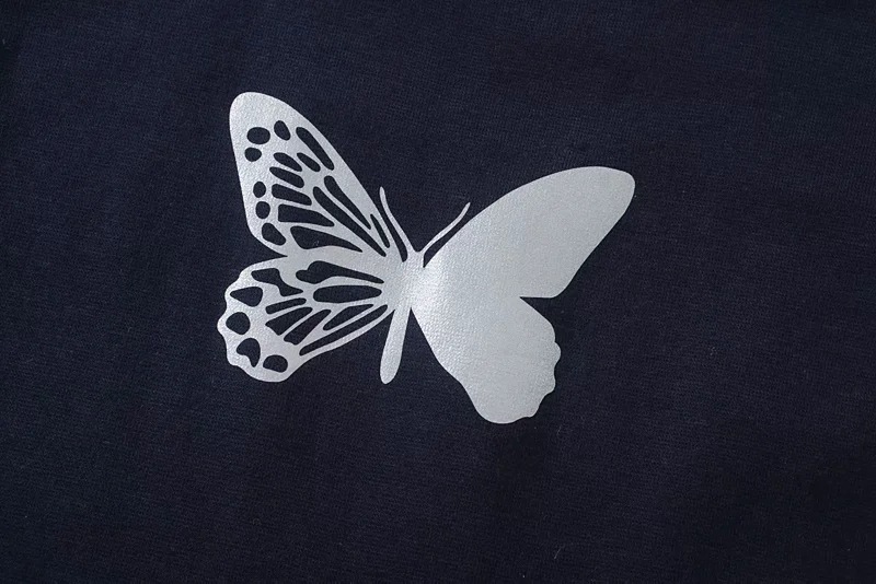 Reflective Butterfly Print T-shirt  NSAC29595