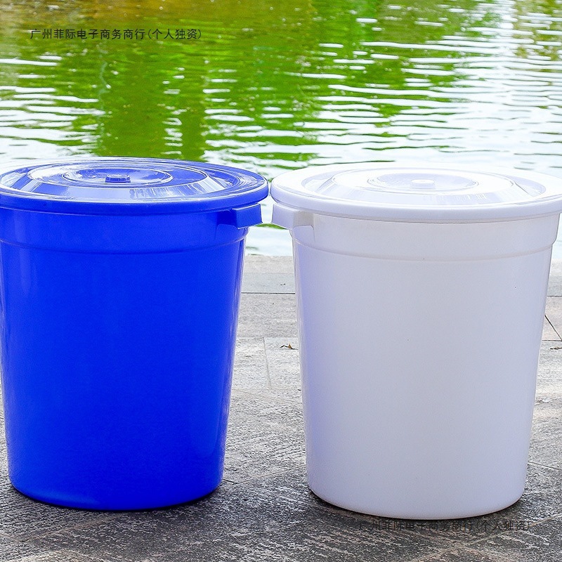 プラスチックバケツ、厚みのあるバケツ、食品グレードの家庭用貯水バケツ、大きな白いバケツ、特大容量の丸い発酵バケツ|undefined