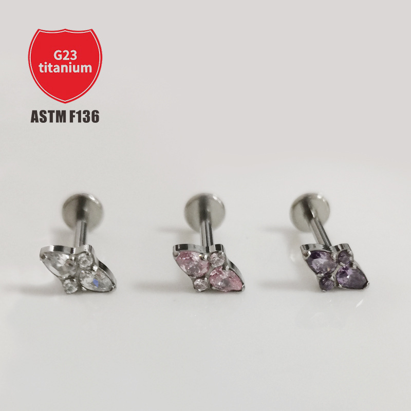 Pointed titanium steel lip stud product view