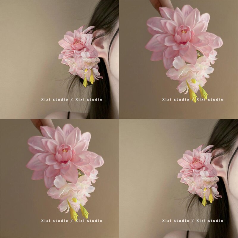 New Chinese-Style Artificial Lotus Hairpin, Ultra-Fairy Flower Hair Accessory, Side Clip for Hanfu and Qipao, Elegant Photo Shoot Hairpin New Chinese-Style Artificial Lotus Hairpin, Ultra-Fairy Flower Hair Accessory, Side Clip for Hanfu and Qipao, Elegant Photo Shoot Hairpin