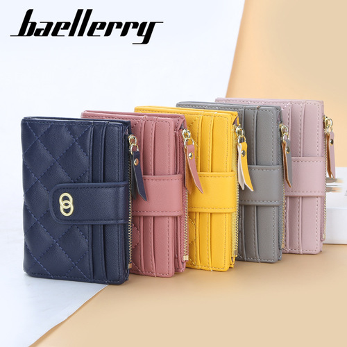 baellerry新款钱包女士短款韩版多卡位绣花零钱包时尚小卡包批发