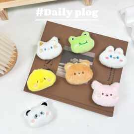 卡通毛绒公仔胸针小青蛙小猪小兔小熊猫diy服饰玩偶装饰辅料别针