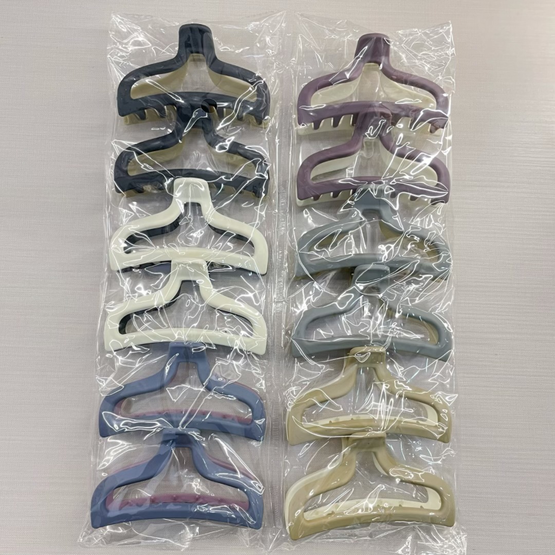 Oufeile superficie de dos colores AB textura esmerilada agarre cuchara trasera femenina alta Cola de Caballo tiburón clip accesorios para el cabello horquilla al por mayor