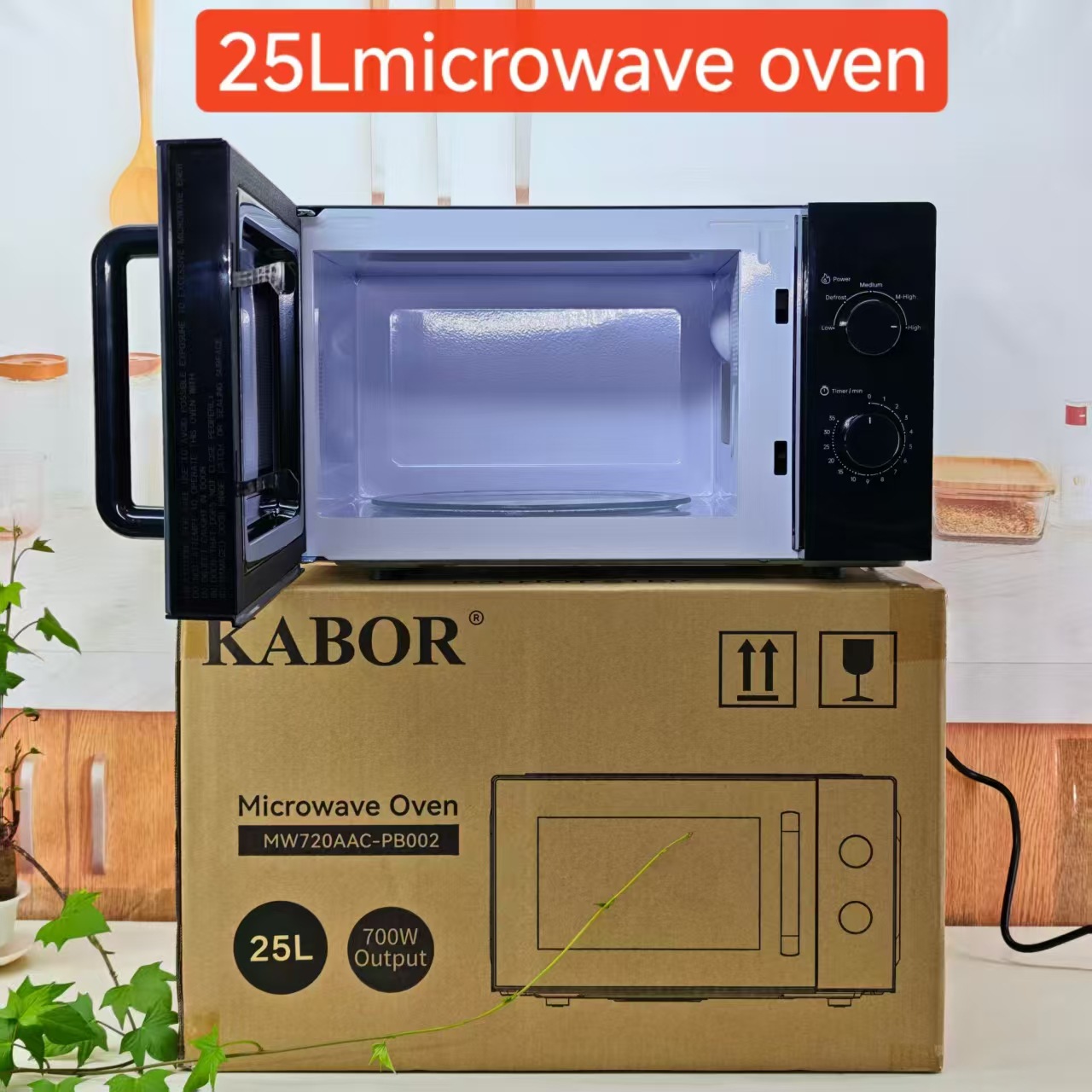 25L Fully Automatic European-Style Multifunctional Household Small Mechanical Turntable Microwave Oven with Light Wave Baking Function, New Cross-Border Model