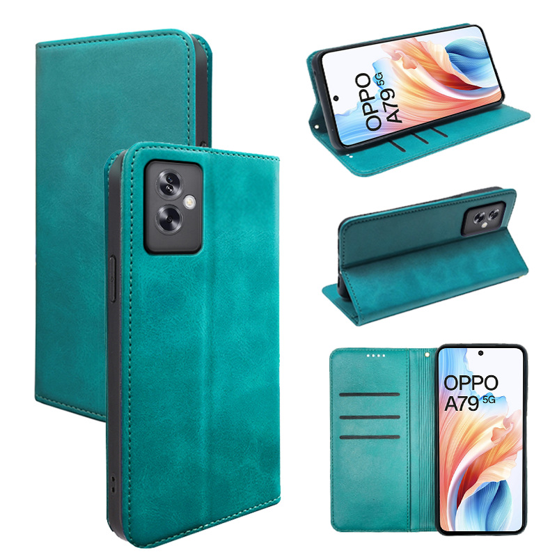 适用OPPO Reno11 A OPPO日本型号小牛皮强磁简约款翻盖式手机皮套