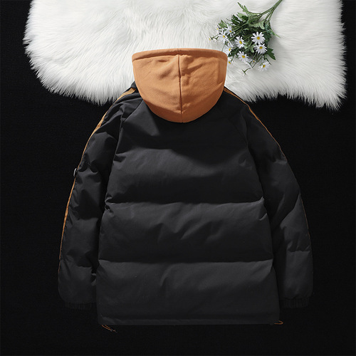 Men's winter cotton jacket, faux double-breasted cotton robe, street-style fashion, niche trendy brand, thick warm cotton coat