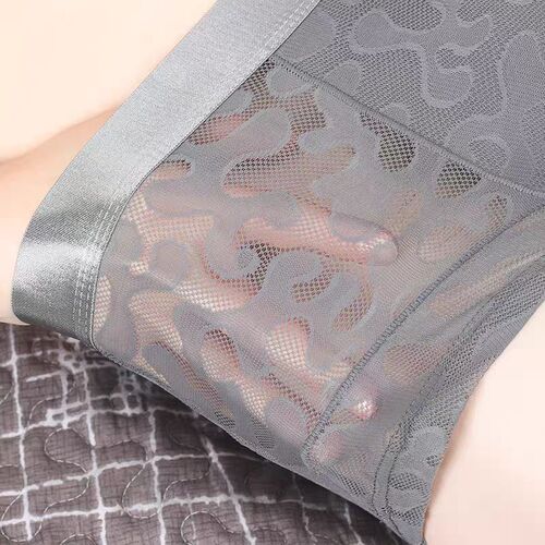 Ice silk men's underwear, men's light, breathable, quick-drying boxer briefs, transparent, thin, sexy and personalized, hollow trendy pants