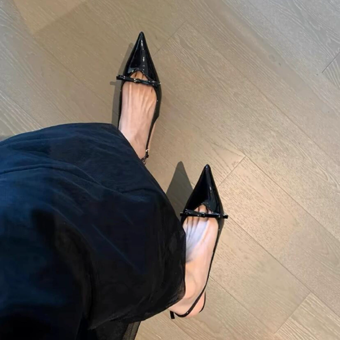 Первый слой воловьей кожи ~ босоножки на высоком каблуке с острым носком и бантом из натуральной кожи для женщин, летние однотонные туфли на высоком каблуке, сандалии с французским носком