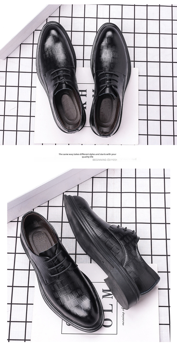 Leather Shoes Men's Business Dress Casual Trendy Shoes Spring British Groom Korean Cross-border Soft-soled Wedding Shoes Breathable_vogvips.com