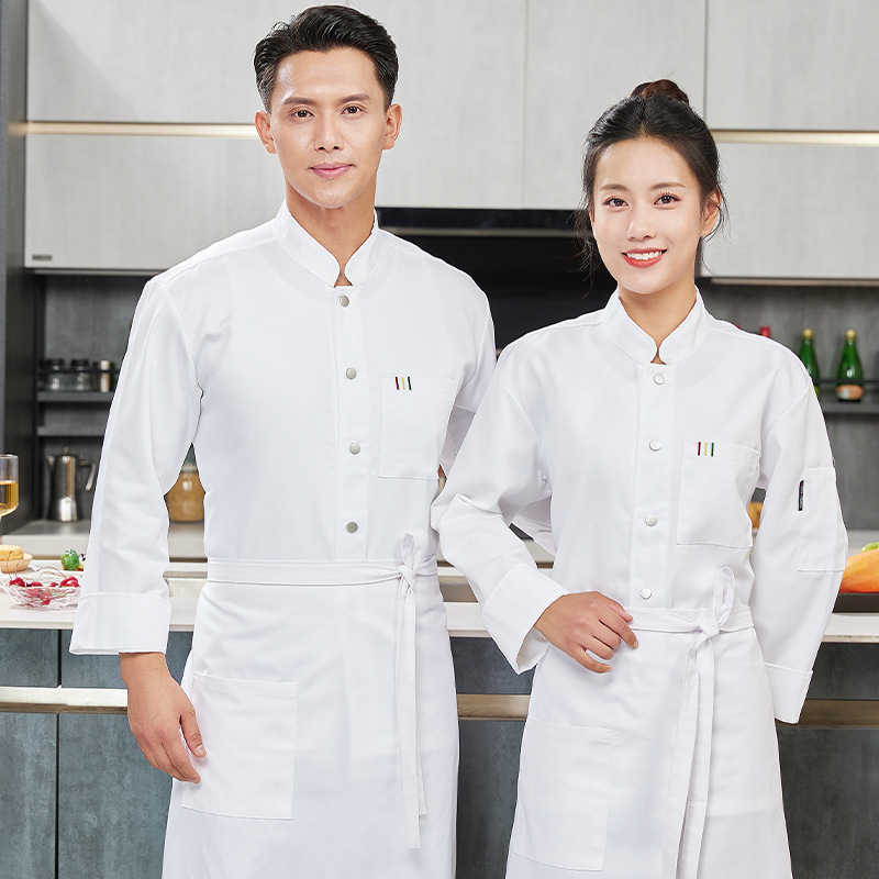 食堂饭店后厨房厨师工作服长袖秋冬季酒店餐饮厨师服 加厚加绒