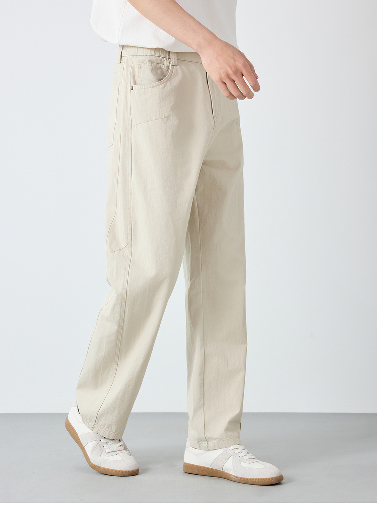Quần kaki nam công sở chất liệu cotton pha lanh dáng suông — đen chi tiết 13