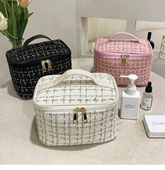 新款小香風化妝包女便攜大容量旅行收納包護膚品隨身手提洗漱包