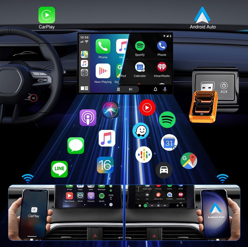 7inch Car-specific wireless CarPlay box compatible with Apple and Android dual-system Bluetooth adapter