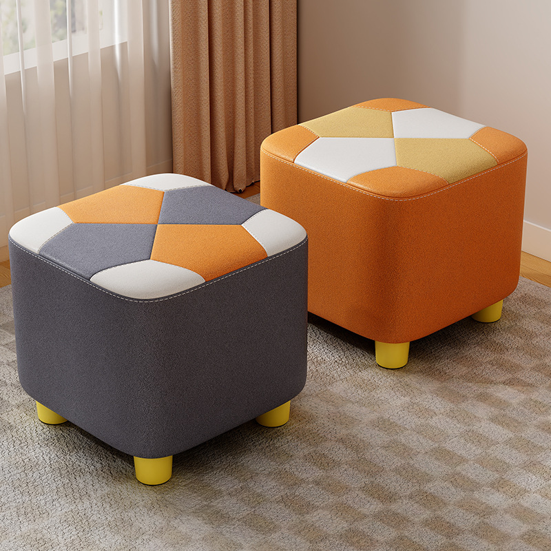 Small Stool for Home Use, Solid Wood Small Bench, Sofa Stool, Living Room Shoe-Changing Stool, Suitable for Rental Apartments, Sturdy and Comfortable for Long Sitting