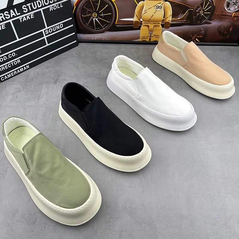 Lazy Shoes Men's 2025 Summer New Casual Sports Board Shoes Motoring Shoes Platform Slip-in Breathable Canvas Shoes for Men